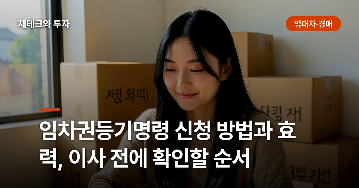 임차권등기명령 신청 방법과 효력, 이사 전에 확인할 순서